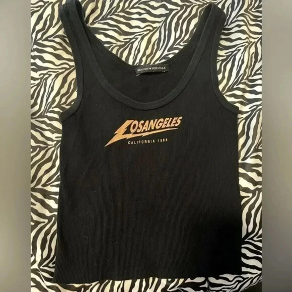 BRANDY MELVILLE RIBBED LOGO CROPPED TANK ONE SIZE(M) - Picture 1 of 7